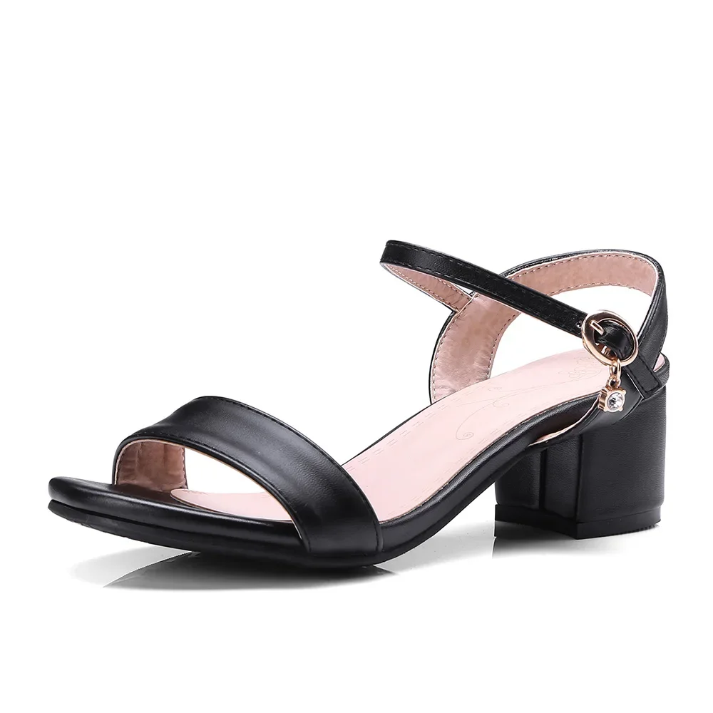 Brand New Summer Fashion White Black Women Casual Sandals Square Heels Lady Slingback Shoes Plus Big Small Size 31 45 47 52