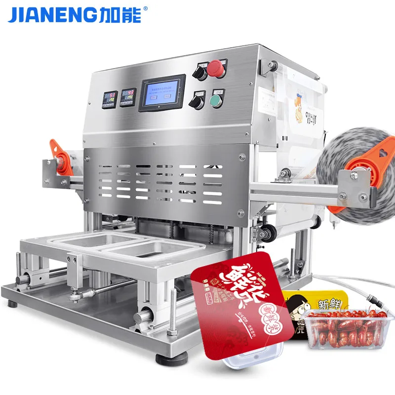 Pneumatic Fastfood Tray Lunch Box Sealer Automatic Tray Sealer Beef Vacuum Skin Pack Sealing Machine Case Wood Seal Bag