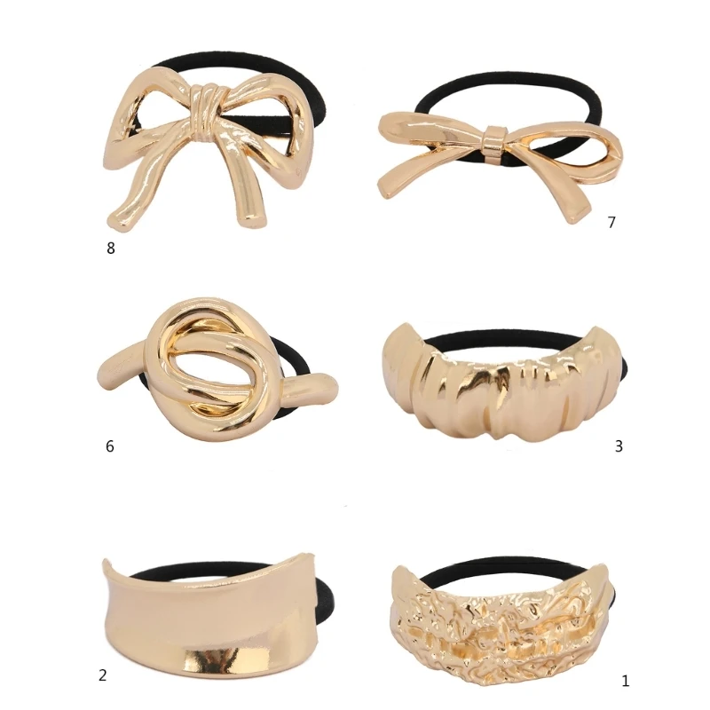 Elegant Gold Hair Cuff Metal Ponytail Holder Fashion Hair Tie Hairpieces Hair Accesories for Stylish Women's Hairstyles