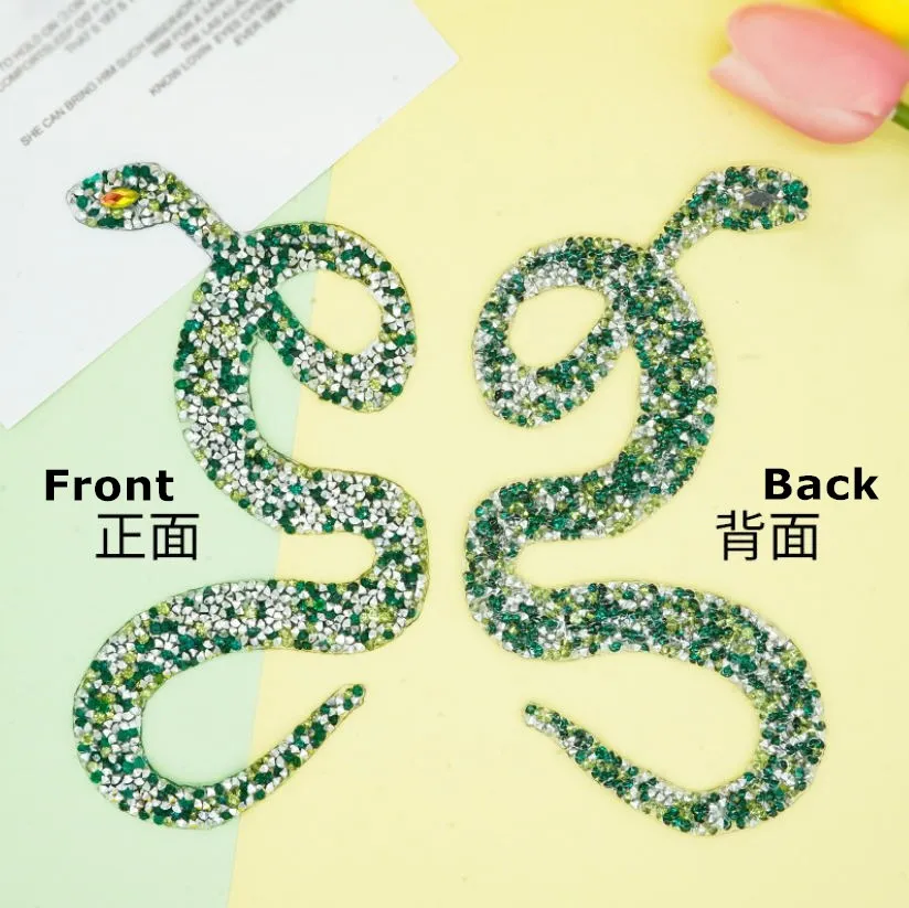 10 Pcs Snake Shape Rhinestones Patches DIY Hotfix Motif Applique Garment Bag Shoe Decor Repair Accessory