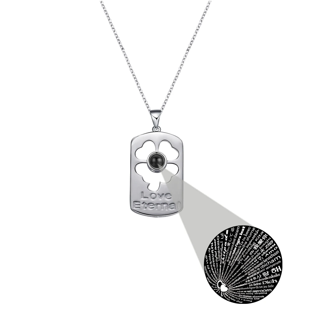 زهرة أربع أوراق قلادة قلادة للنساء مخصص صور الإسقاط صورة قلادة 925 سلسلة هدية عيد ميلاد لصديقتك