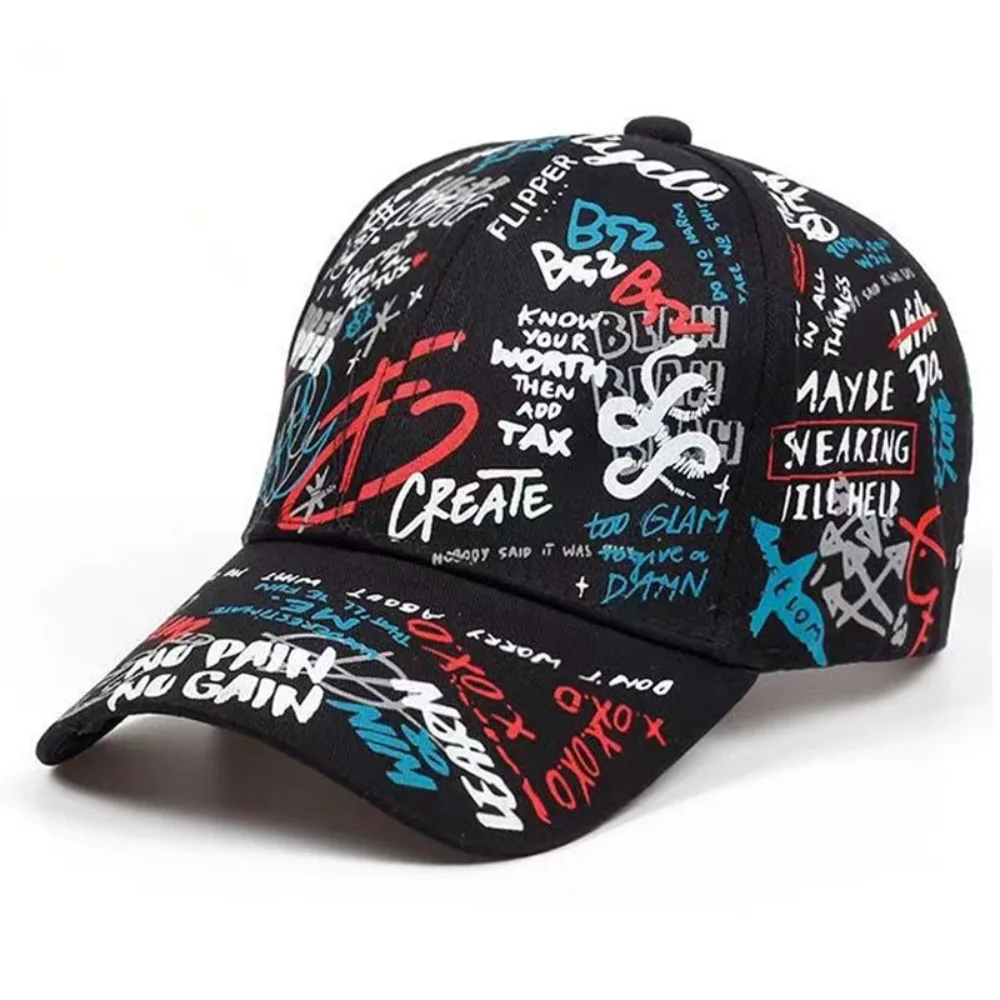 

Street Style Breathable Baseball Cap Letter Graffiti Printing Sunscreen Snapback Hat Unisex Visor Outdoor