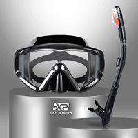 Juego de snorkel seco, máscara de snorkel Pano de 3 ventanas, gafas de buceo antivaho y snorkel, máscara de natación de snorkel para adultos con lente de PC