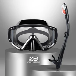 Conjunto de Snorkel seco para adultos, máscara de esnórquel de 3 ventanas, gafas de buceo antivaho, máscara de natación de Snorkel con lente de PC