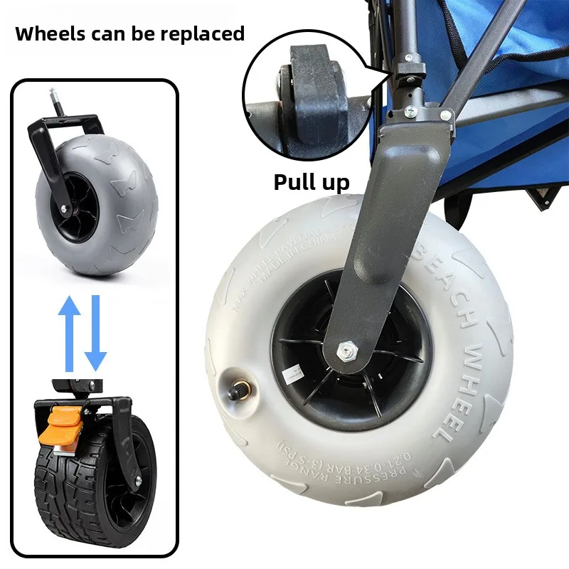Foldable Metal Beach Wagon Quick Release Swivel Balloon Wheels Compact & Spacious Camping Cart Easy to Disassemble view 4