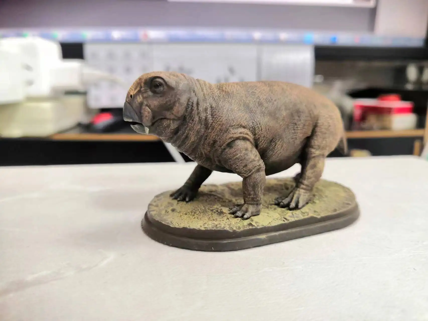 لعبة نموذج Lystrosaurus ، حيوان ما قبل التاريخ القديم ، الجسيمات الصغيرة ، GK تخصيص مشهد العلاج ، 1:15 6 سنتيمتر