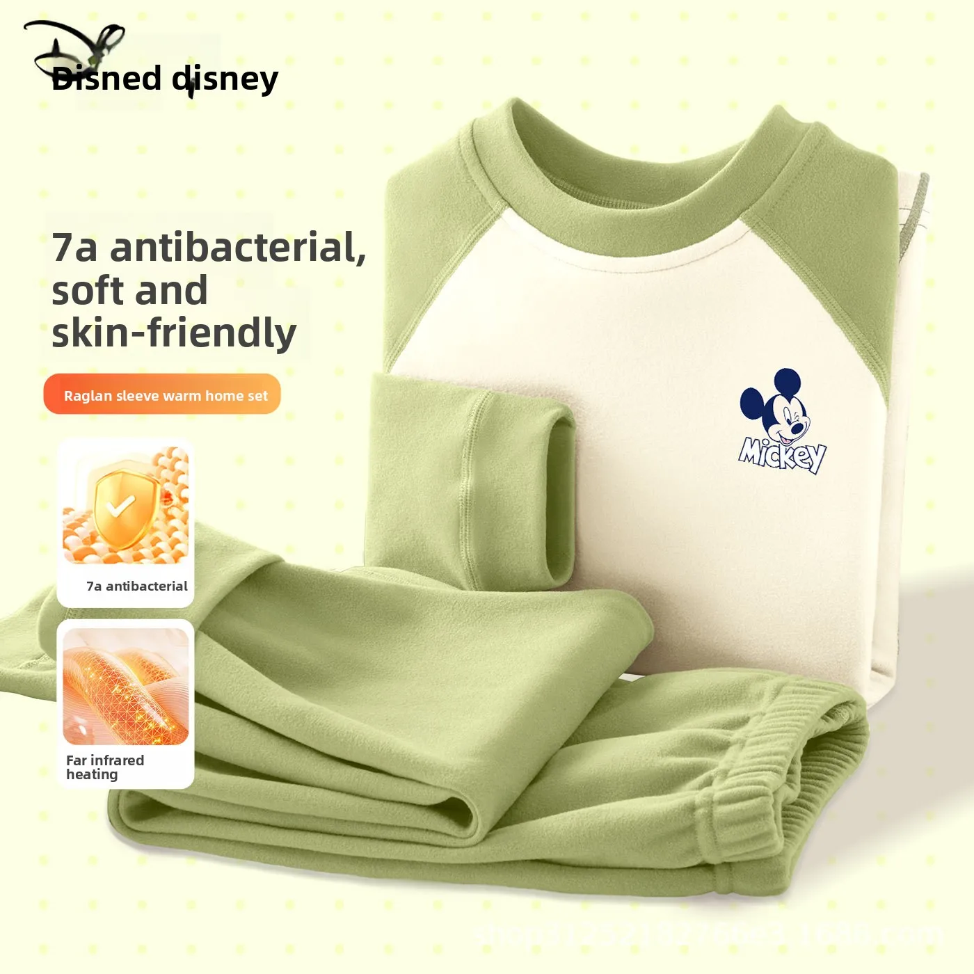 طقم بيجامة ديزني كيدز 7A مضاد للبكتيريا - ملابس داخلية حرارية قطن 100% للأولاد والبنات، ملابس مريحة مكونة من قطعتين #2