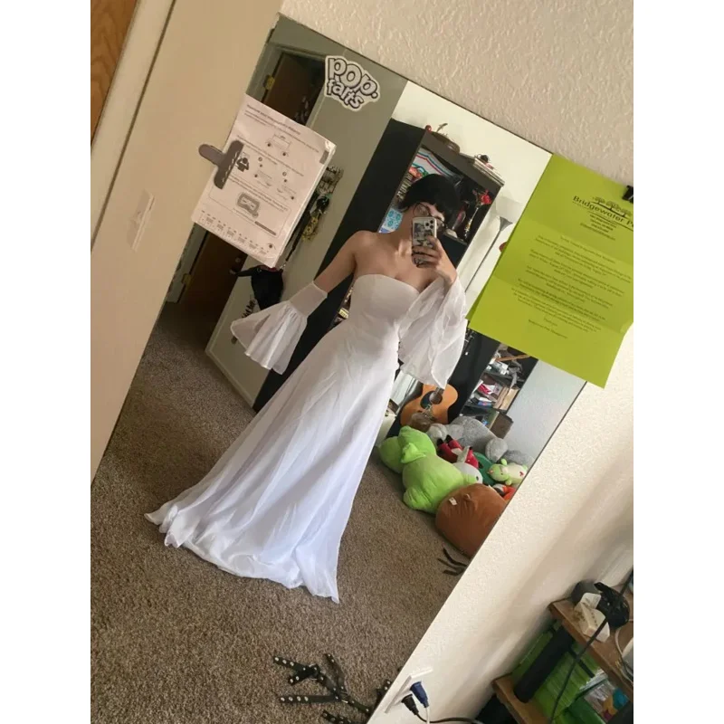 أنيمي إيلين تأثيري فستان مُصمم حسب الطلب زي الأبيض لوليتا فستان طويل من الشيفون أي حجم للنساء الفتيات هالوين زي A9122