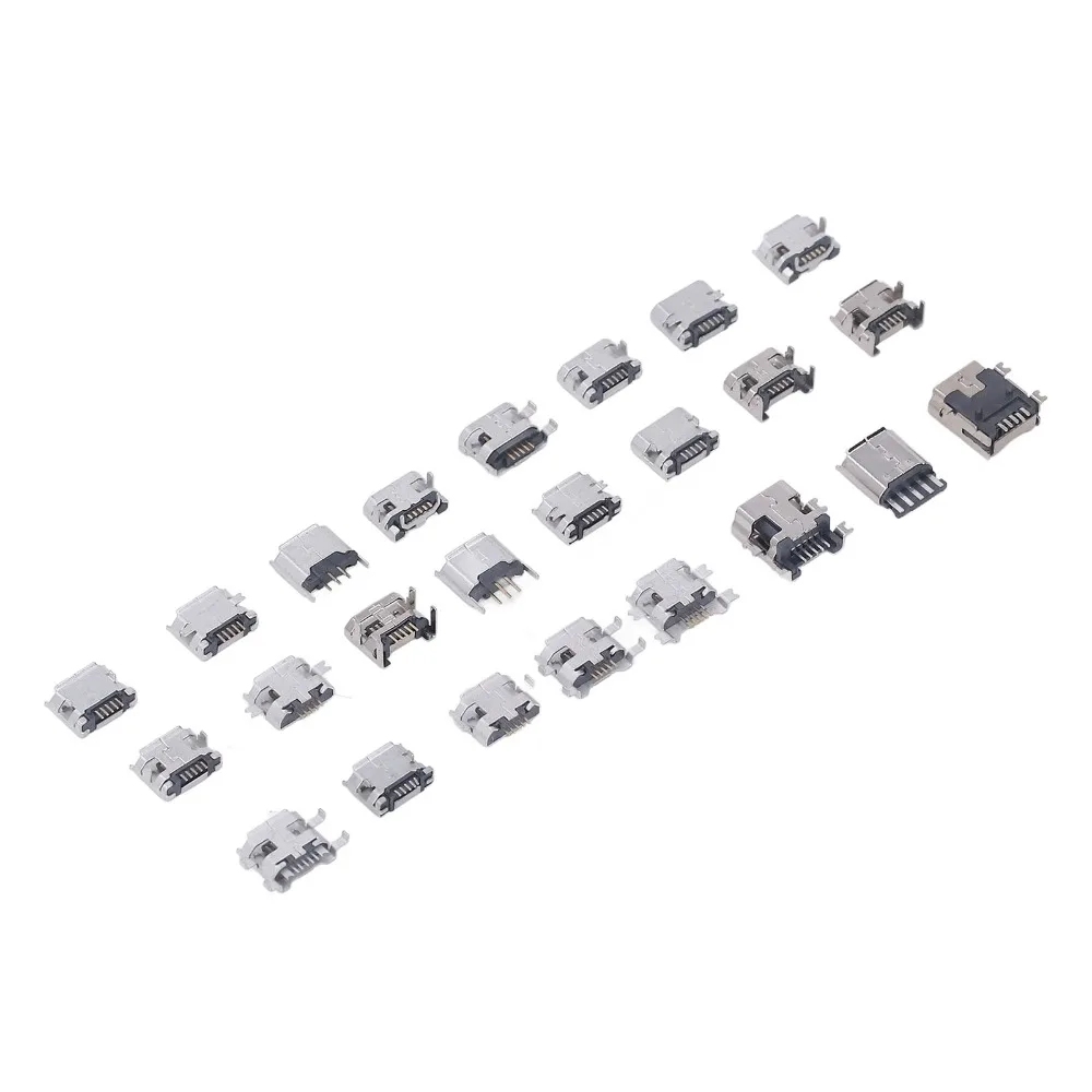 

Набор из 240 шт. разъемов Micro USB (24 типа) с гнездовыми портами USB и коробкой для хранения, для ремонта компьютеров