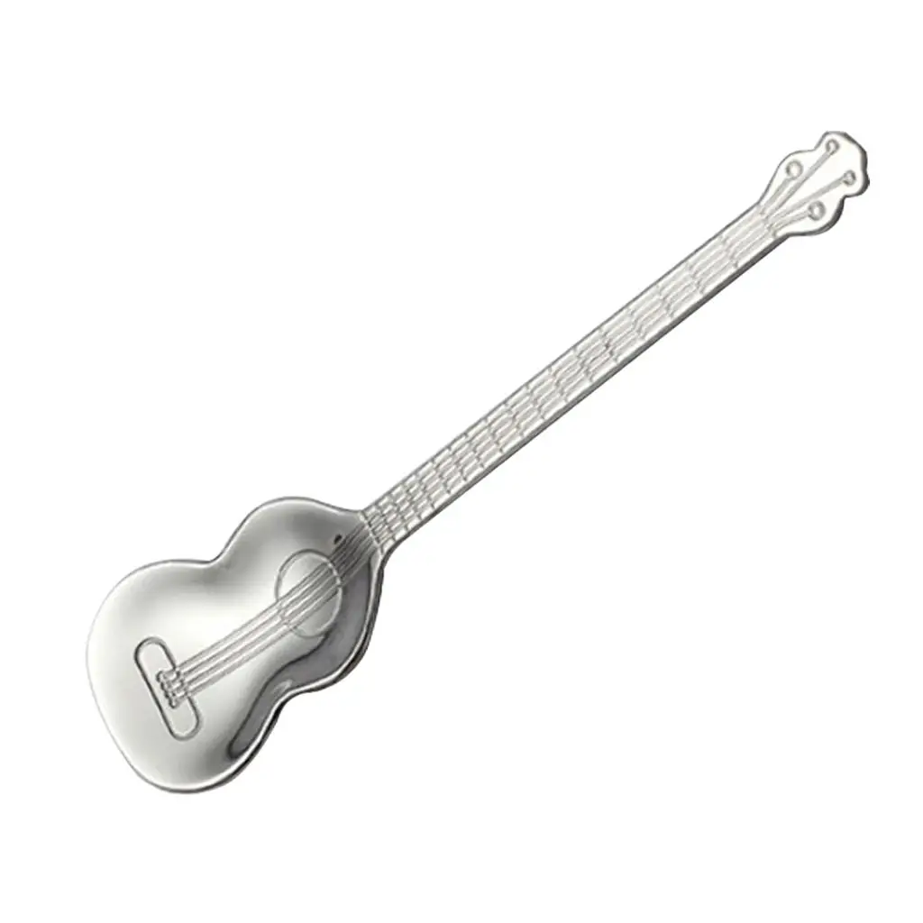 Musical Instrument Guitar Shape Stainless Steel Tea Spoon Drinking Tool for Home Coffee Accessories