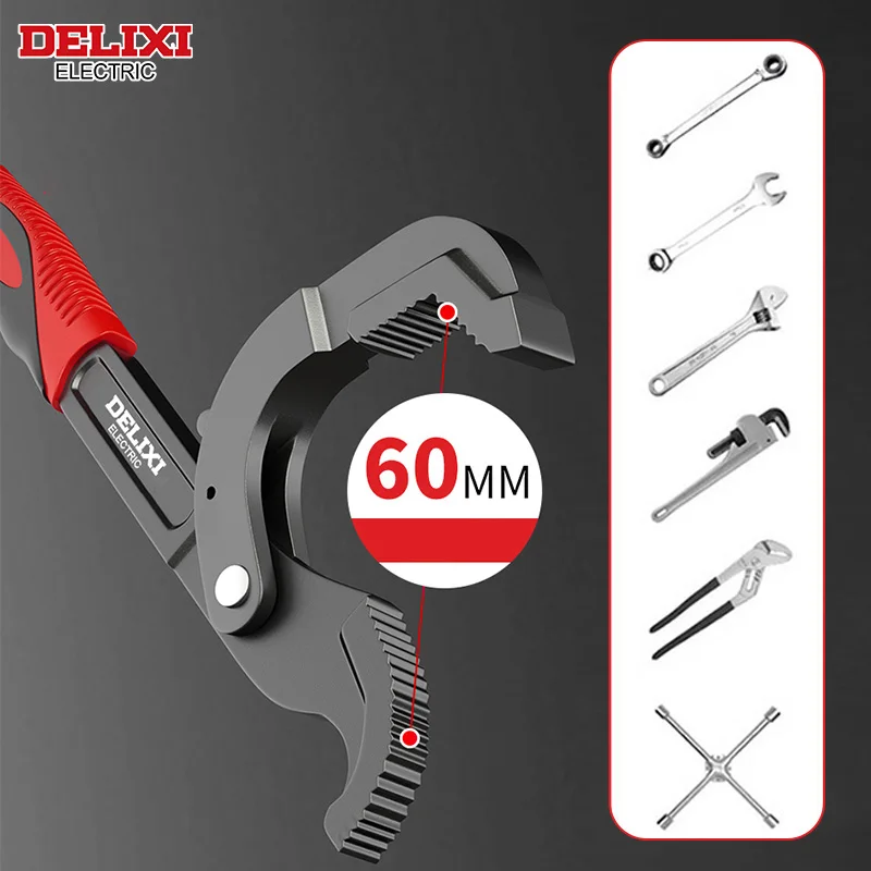 DELIXI ELECTRIC Adjustable Wrench Multifunctional Large Open Pipe Wrench Bathroom Stainless Steel Universal Adjustable Wrench