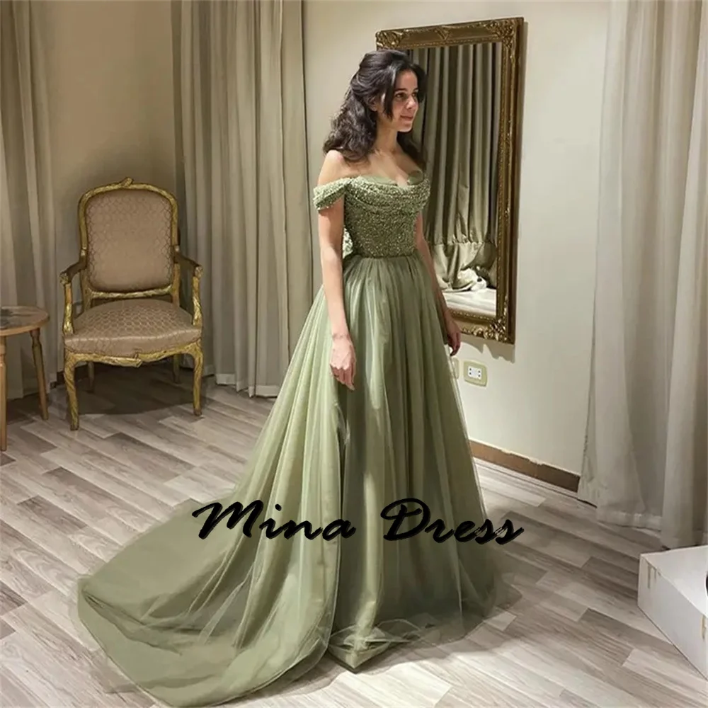 Mina Customized Backless Elegant Party Dresses 2024 for Wedding Dresses for Formal Occasions Dropped Shoulders Sequins Evening