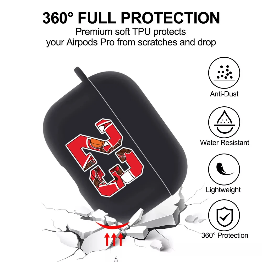 Superstar 8 24 Number Earphone Case for Airpods 3 2 1 Soft Black Wirless Bluetooth Headphone Cover Air Pods Pro Funda