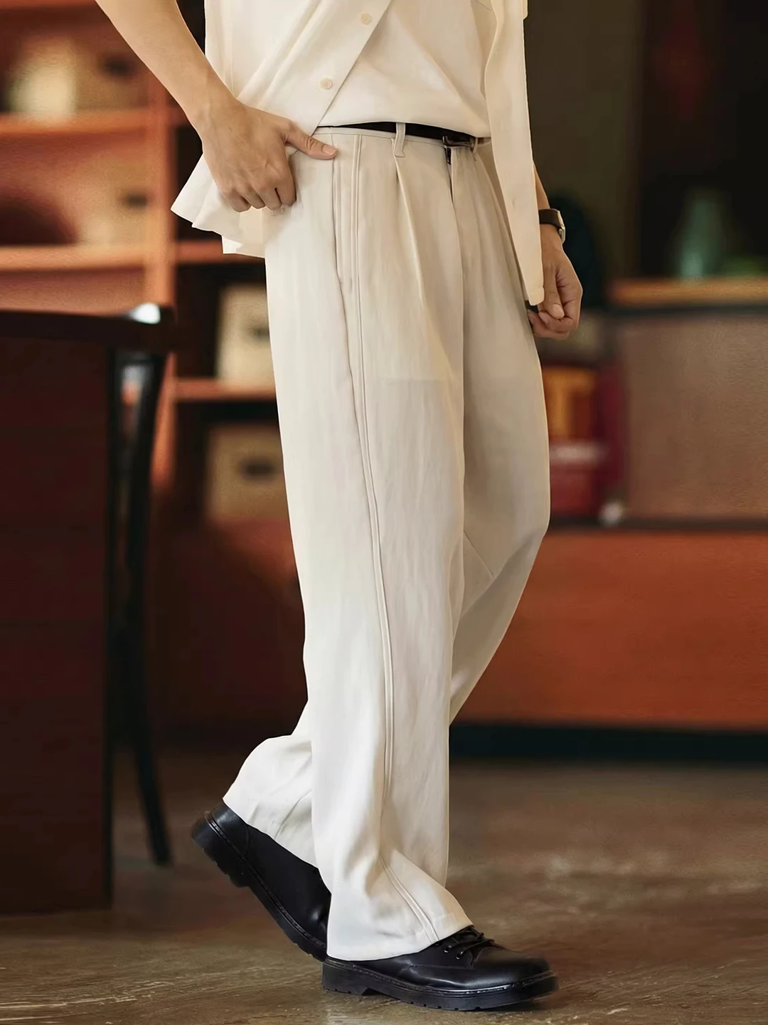 

Мужские повседневные брюки свободного прямого кроя, летние, больших размеров, в стиле Old Money, белые, тонкие, струящиеся, модные, свободного кроя, длинные