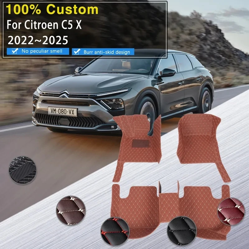 

Leather Car Floor Mats For Citroën C5 X 2022 2023 2024 2025 Anti-dirty Carpet Floor Matts Rug Tapetes Para Carro Car Accessories