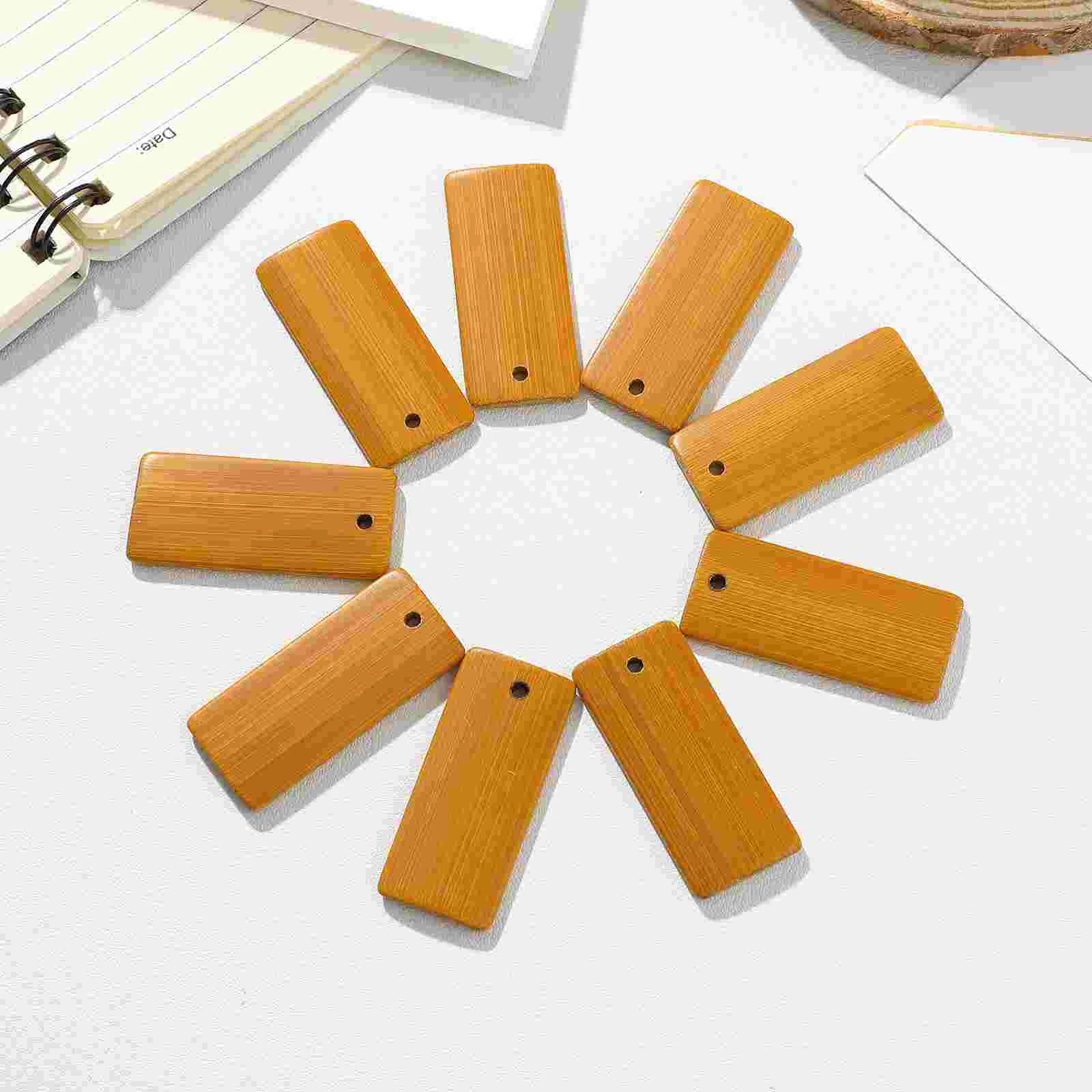 

50 Pcs Bamboo Keychain Blanks Rectangular Tags Charms Creative Pendants for Key Decor Material Handmade