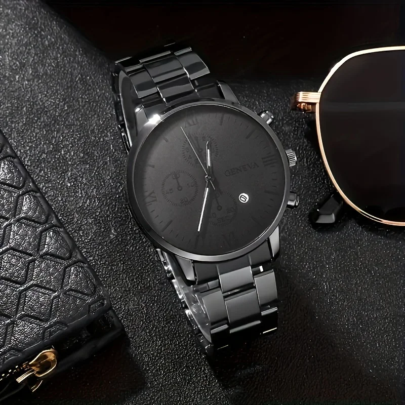 Conjunto elegante de relógio de quartzo para homens, escolha perfeita para negócios e esportes, presente ideal para pai e namorado, 2 pcs/set, 3 pcs/set