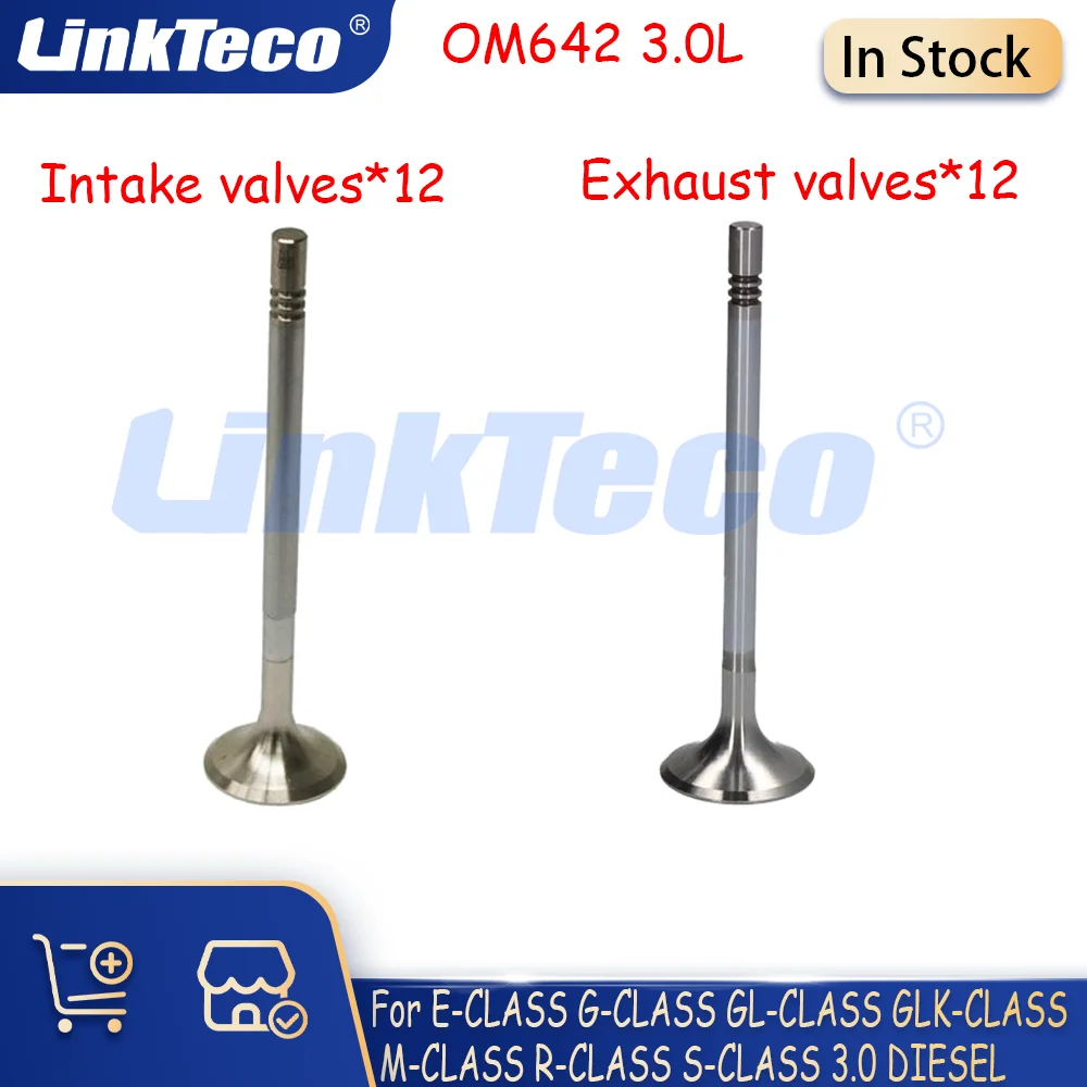 

24X впускные и выпускные клапаны подходят для OM642 3.0 L V6 Diesel для 05-20 Mercedes-Benz C-Class CLK CLS E-Class G-Class GLC GLE 3.0L
