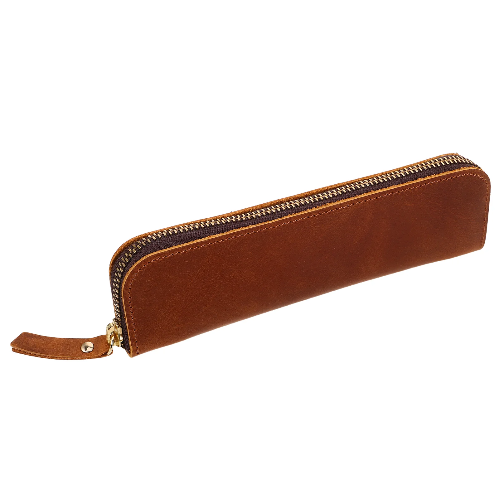 

Cowhide Pen Case Small Portable Compact Fountain Pen Holder Pencil Pouch Organizer for Men Women Office School Stationery