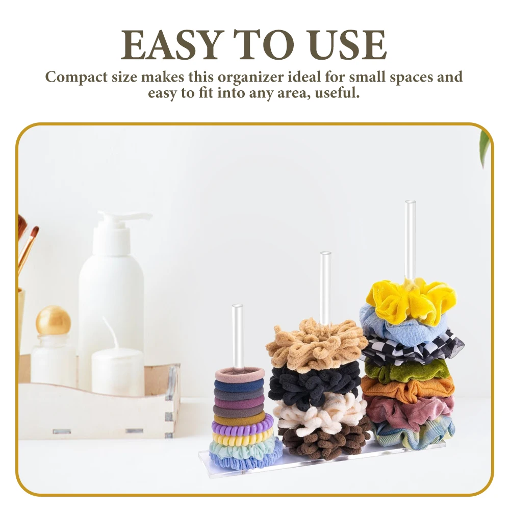 

Acrylic Hair Tie Organizer Stand Transparent Storage Rack For Scrunchies Elastic Bands Bracelet Watch Display Holder