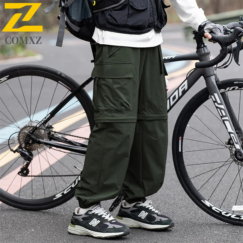 New Soft Cargo Pants Autumn Men Casual Removable Trouser Legs Outdoor Camping Adventure Comfort Straight Leg Utility Work Pants