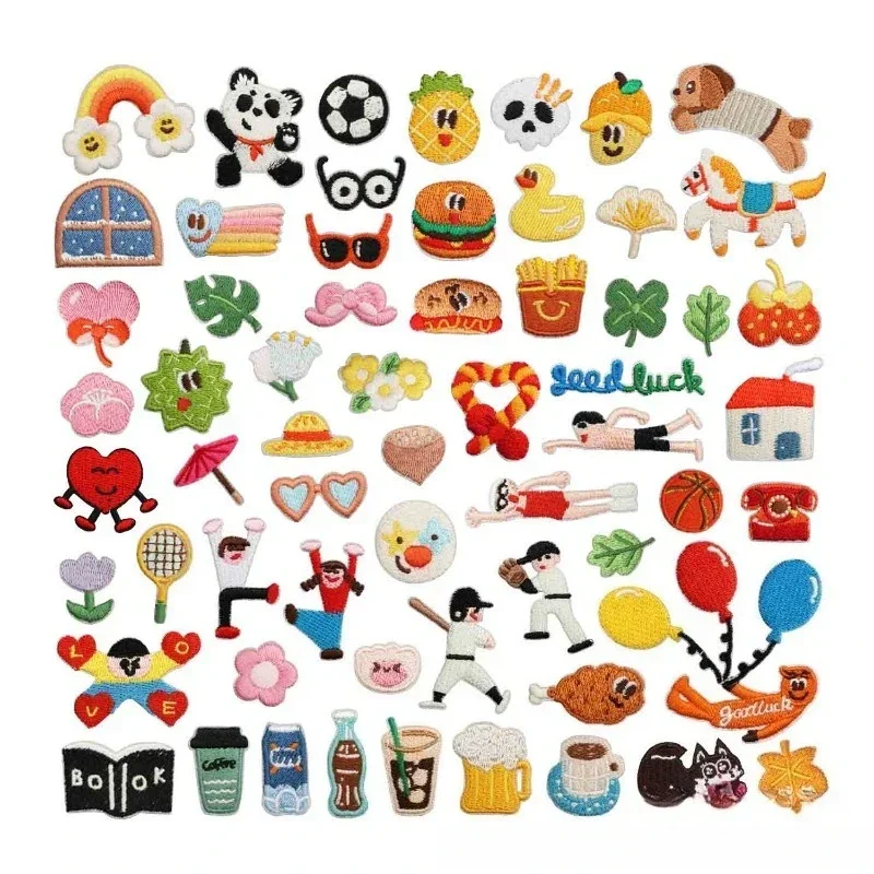 Patches Cartoon Panda Embroidery Cloth Sticker Milk Tea  Beer Clothes Decorative Patch Sticker Chicken Leg Embroidery Stamp