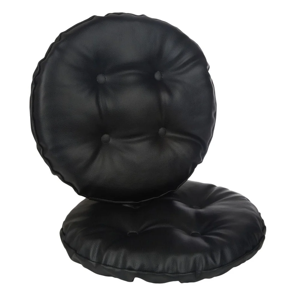 Non-Slip Tufted Barstool Cushions 14x14 Inch Faux Leather 2 Count Thick Polyester Fiber Indoor Use Comfortable Upgrade