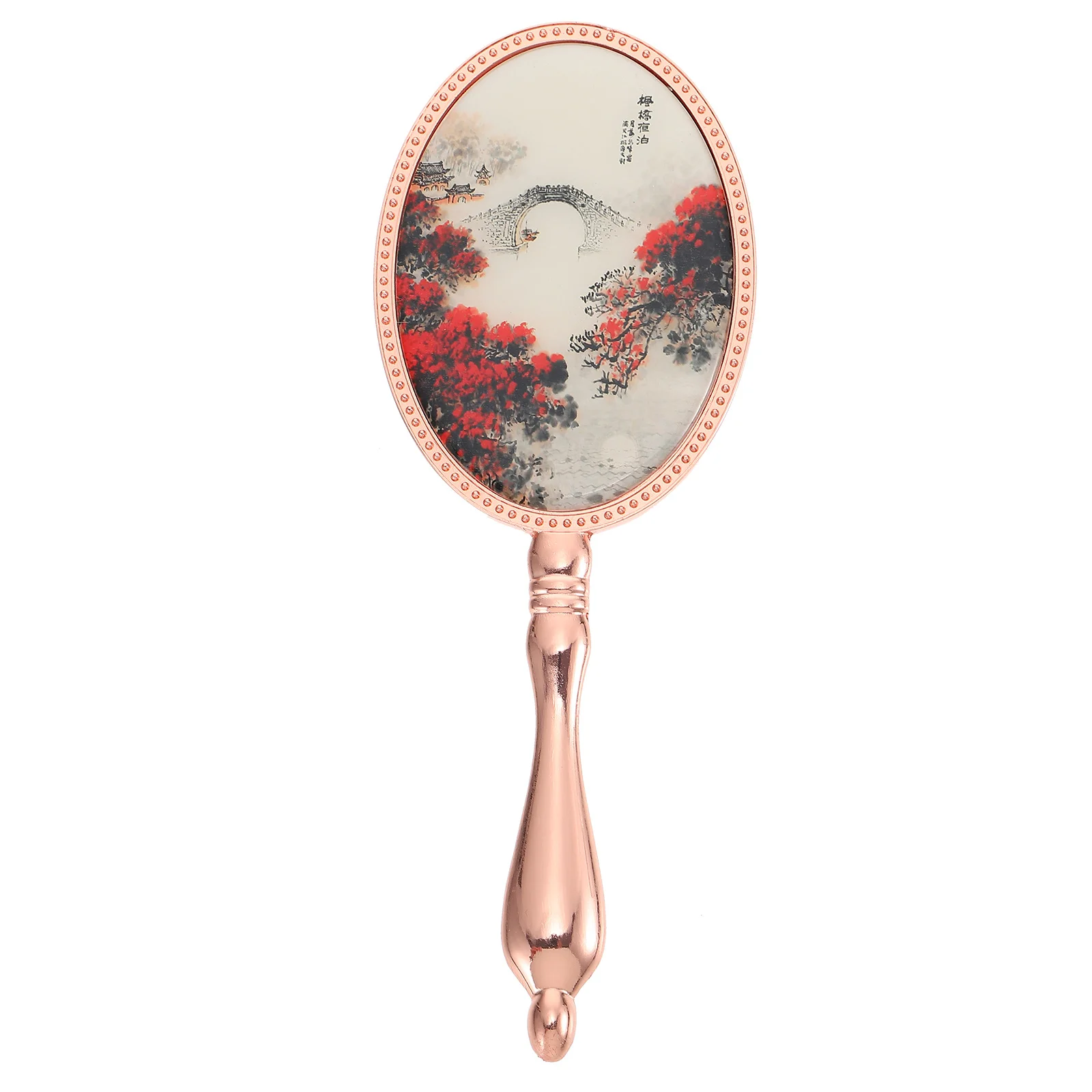 Espelho de mão retrô portátil feminino espelho de maquiagem de alta definição liga de zinco compacto leve chique presente decorativo