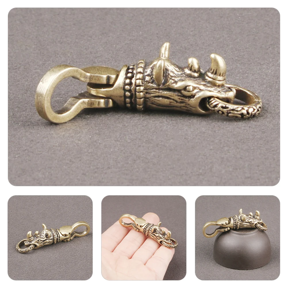 

Brass Rhinoceros Pendant Keychain Bag Charm Small Lightweight Durable Animal Adornment Home Office Decorative Ornament Retro