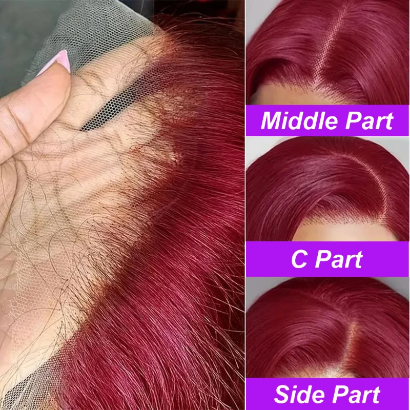 بورجوندي 13x4 مستقيم الدانتيل أمامي بوب شعر مستعار 200 الكثافة قبل قطعها خصلات الشعر المستعار الإنسان البرازيلي ريمي قصير بوب شعر مستعار للنساء # 99 ي