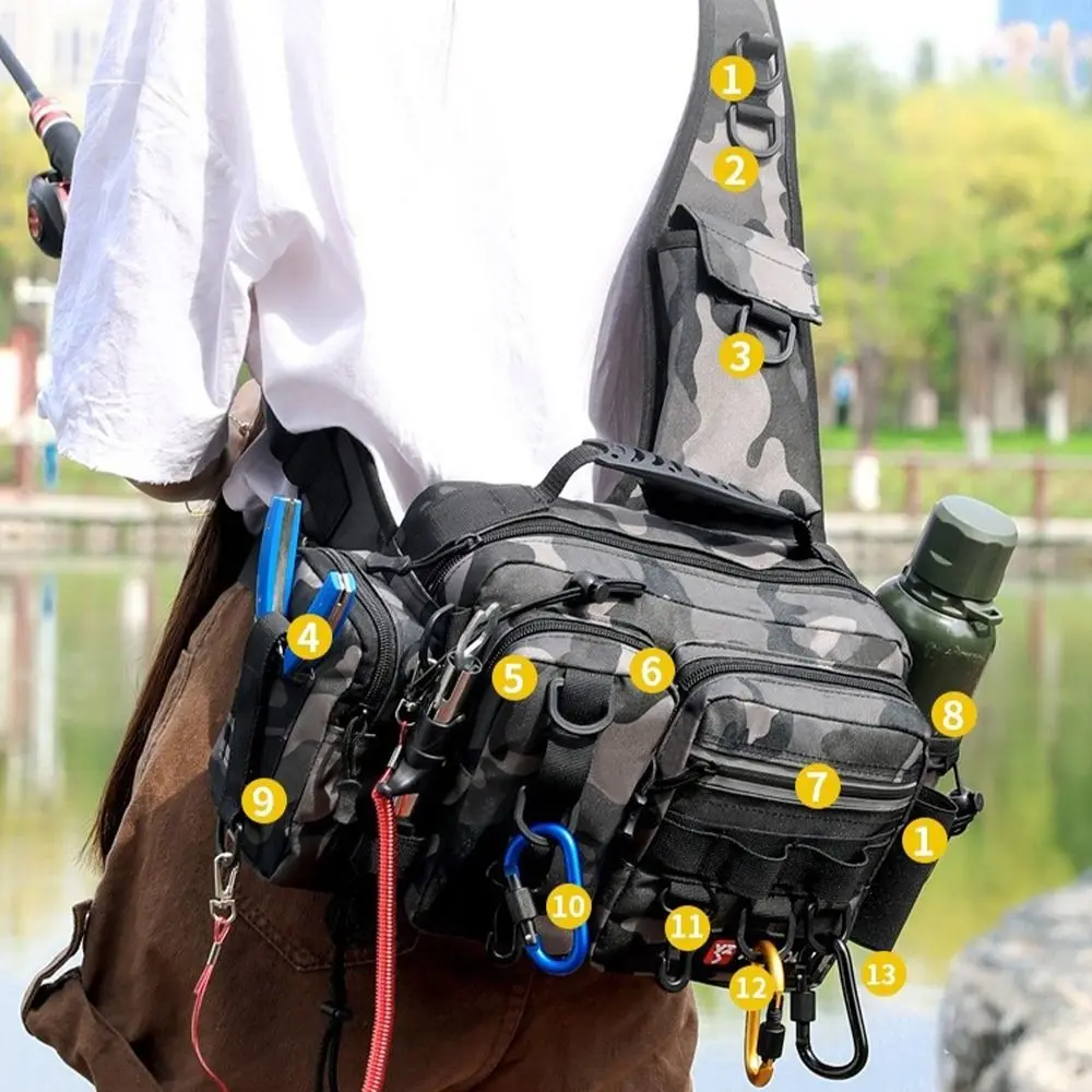 

Sling Fishing Backpack Bag Waterproof Large Capacity Fishing Tackle Storage Bag Double layer 6 style Outdoor Shoulder Bag