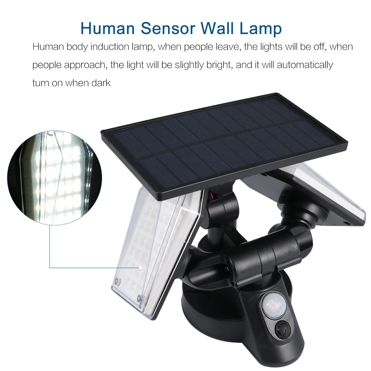 

Solar Human Body Induction Lamp 78LED Split Wall Light ABS Solar Charging Outdoor Garden Human Sensor Lighting Waterproof Design