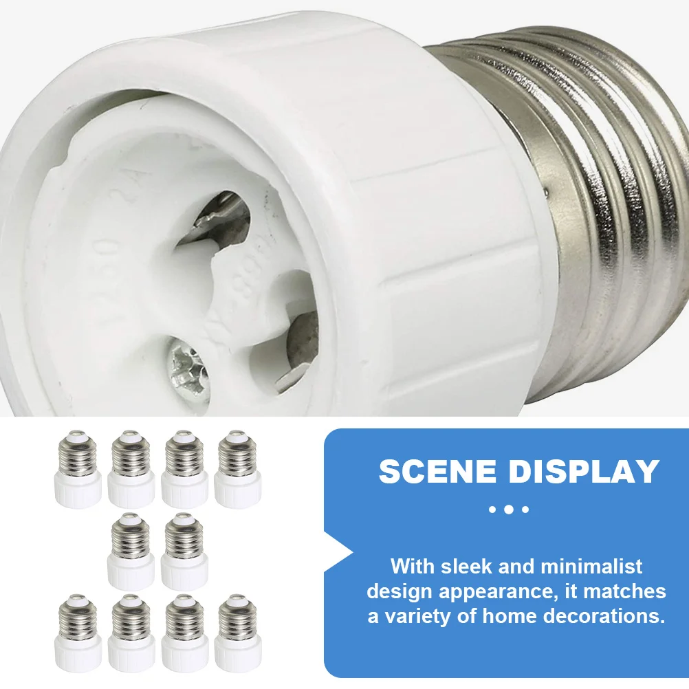 

10Pcs Light Socket Adapter Gu10 Socket Adapter Durable Heat Resistant Suitable for Living Room Hotel Office E27 to Gu10