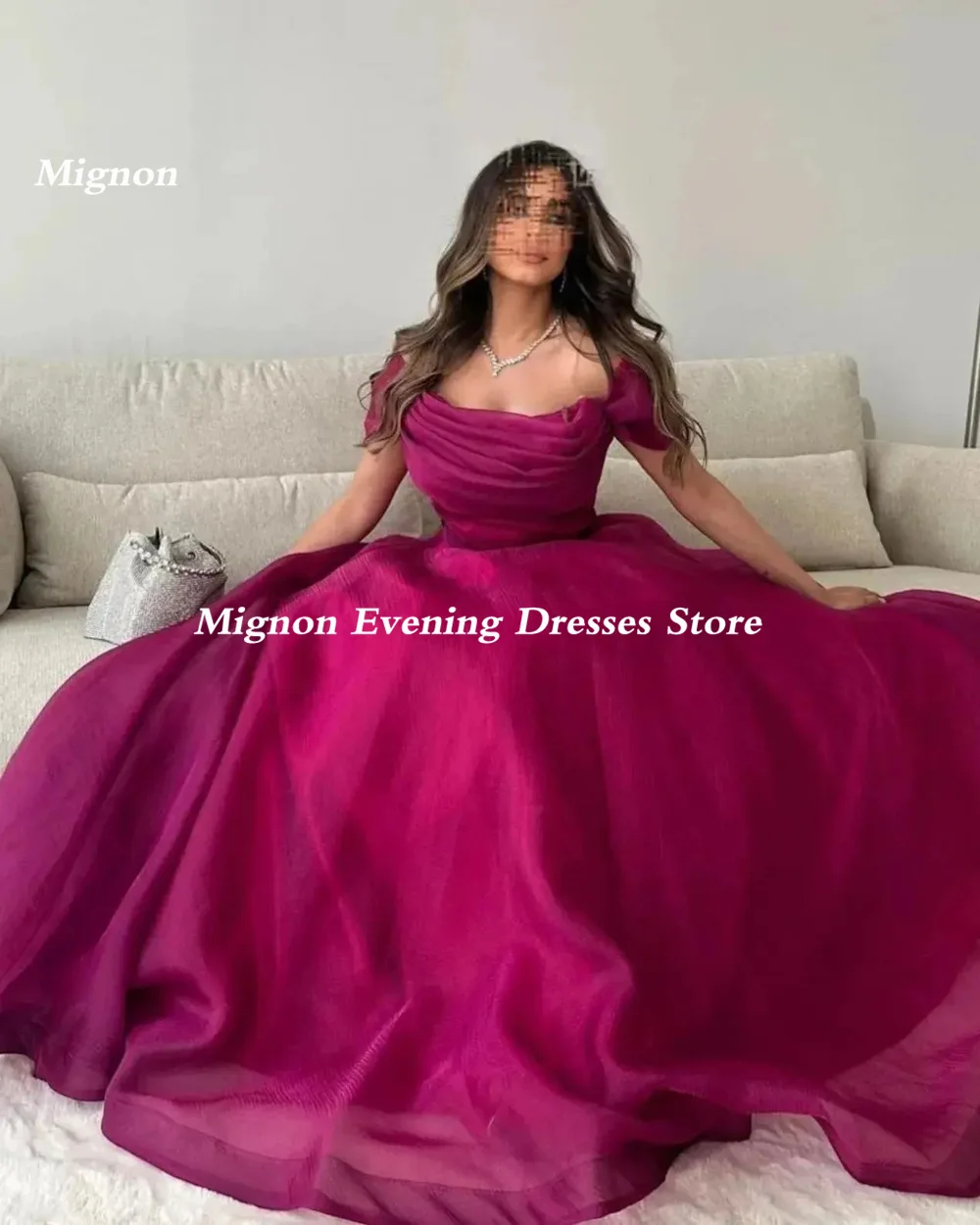 Mignon-vestido de Organza con escote y hombros descubiertos para mujer, traje de graduación con volantes, largo hasta el suelo, Formal, elegante, para fiesta de noche, 2023