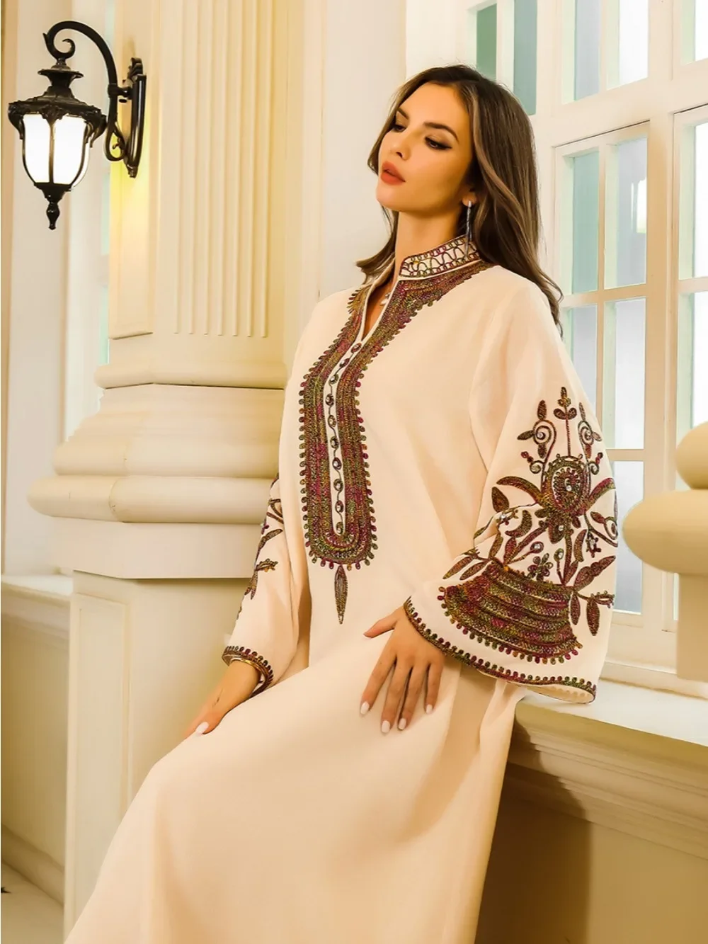 Eid Muslim Maxi Dresses for Women Party Long Robe Jalabiya Embroidery Ramadan Morocco Modest Dubai Abayas Kaftan Islam Vestidos