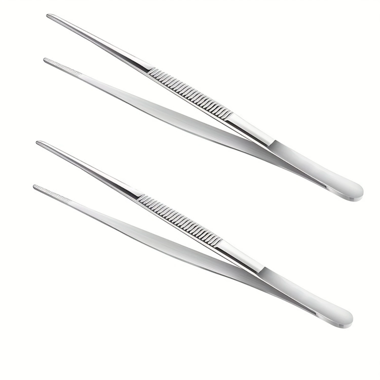 

2pcs Stainless Steel Tweezers for Beard and Mustache Grooming - Durable, Unscented, Silvery, and Perfect for Repairing, Barbecue