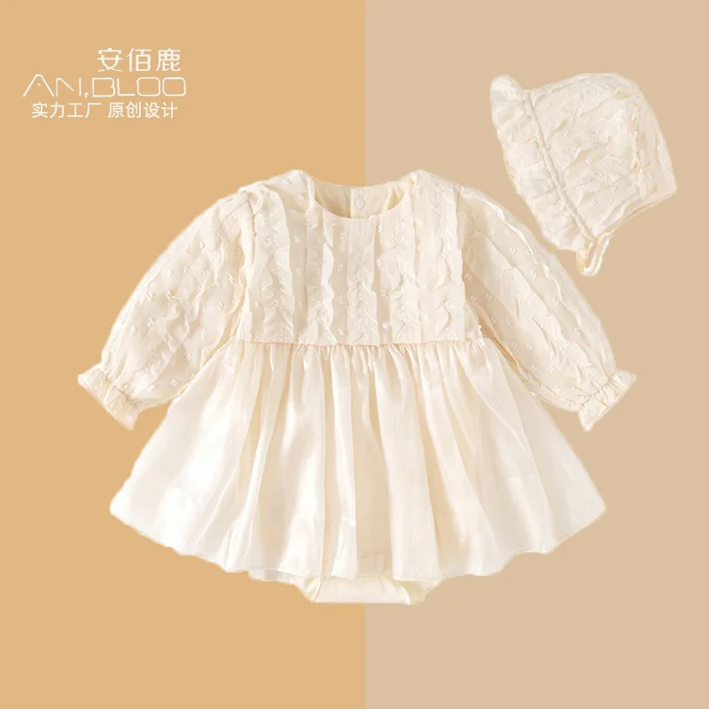 

Baby Dress Spring and Autumn Long Sleeve Baby Girl Princess Gauze Dress Newborn Full Moon Fart Dress