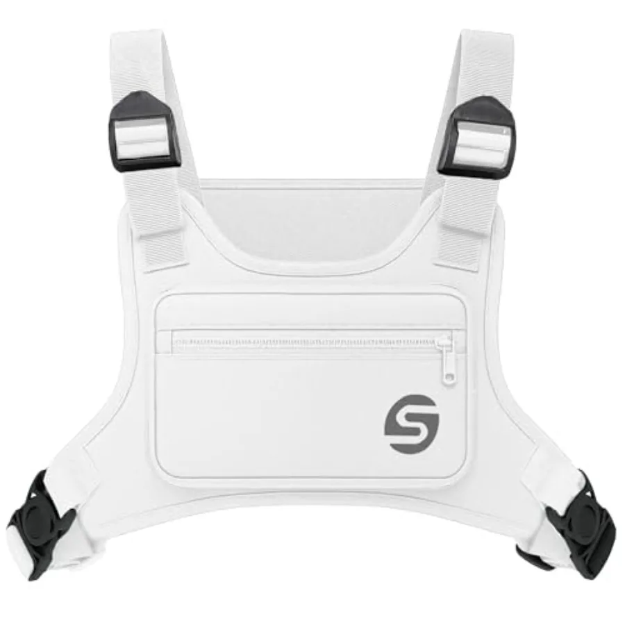 Running Chest Pack for Men Women with Collapsible Water Bottle Water-Resistant Adjustable Chest Pack with Reflective Back for C