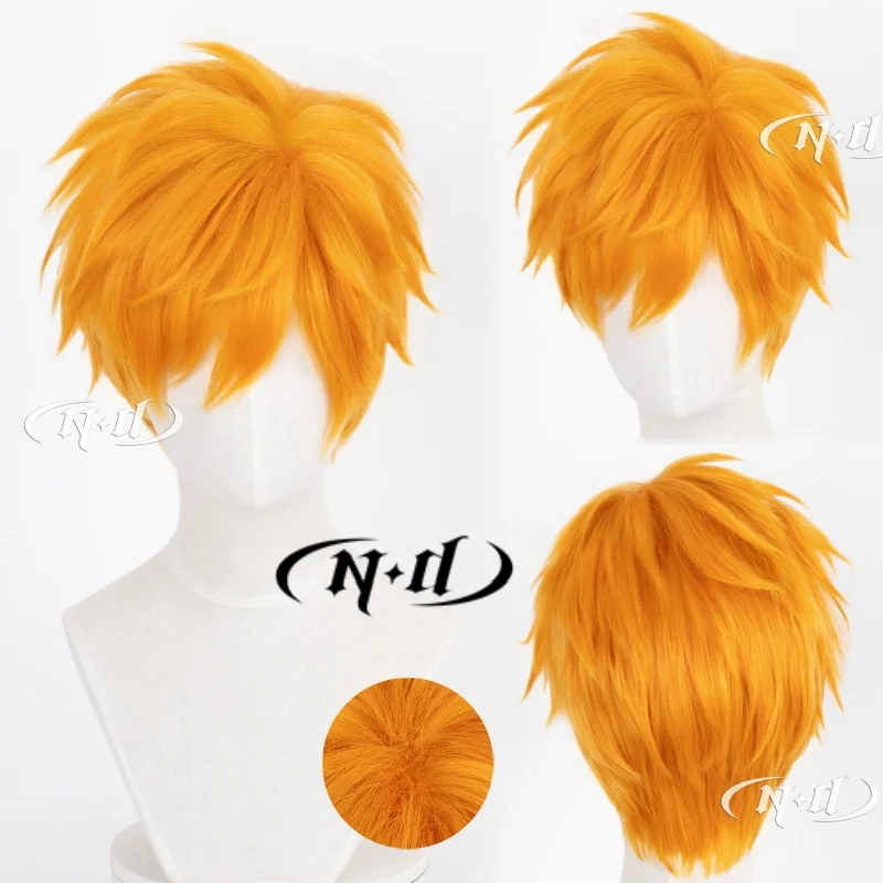 ND Ichigo Kurosaki Cosplay Wigs Hairpiece Bleach Anime Cosplay Hair Wigs Heat Resistant for Halloween Costume Theme Party Coser