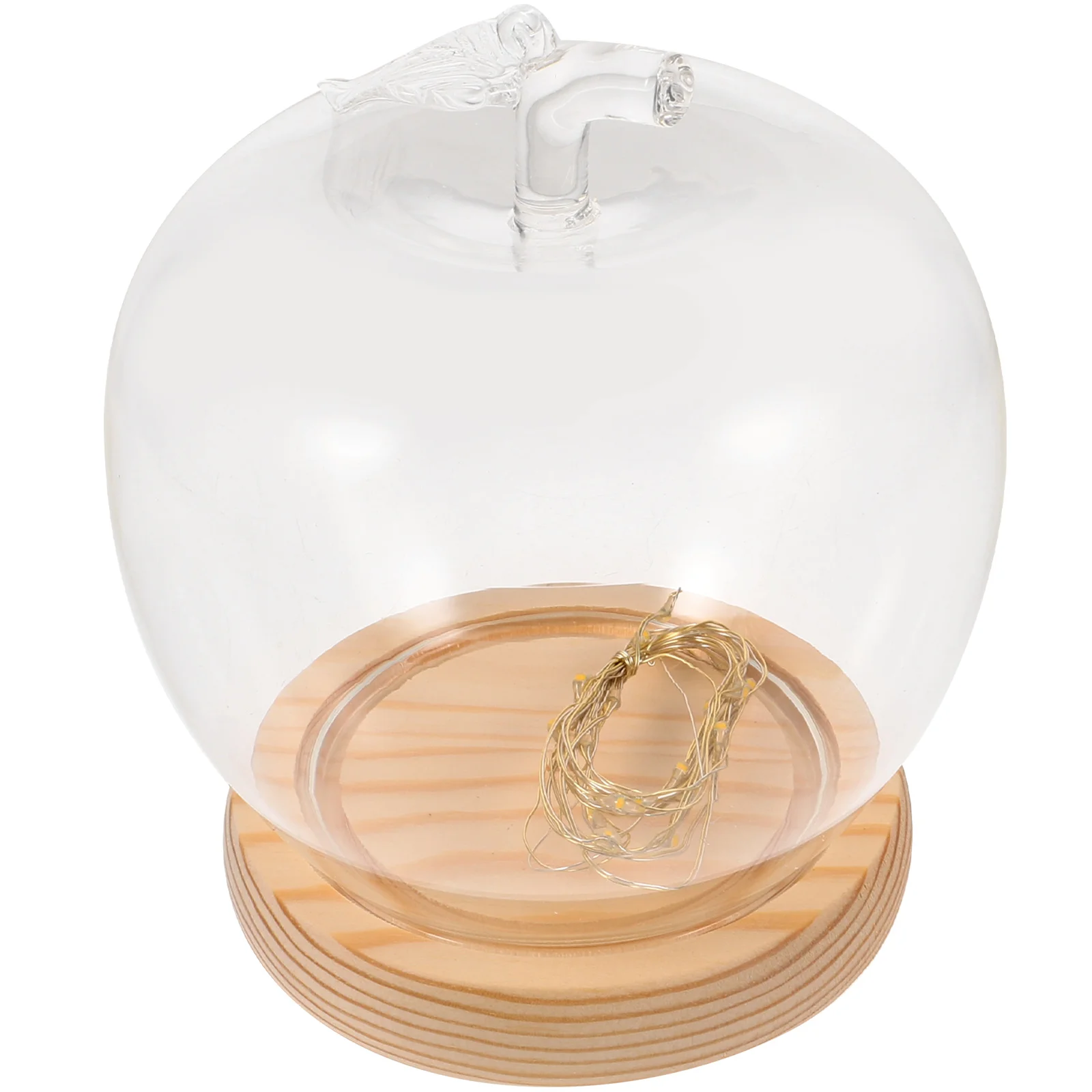 

Creative Apple Glass Dome Lighted Wooden Base Clear Display Cover Collectibles Crafts Storage 2023 Christmas nament
