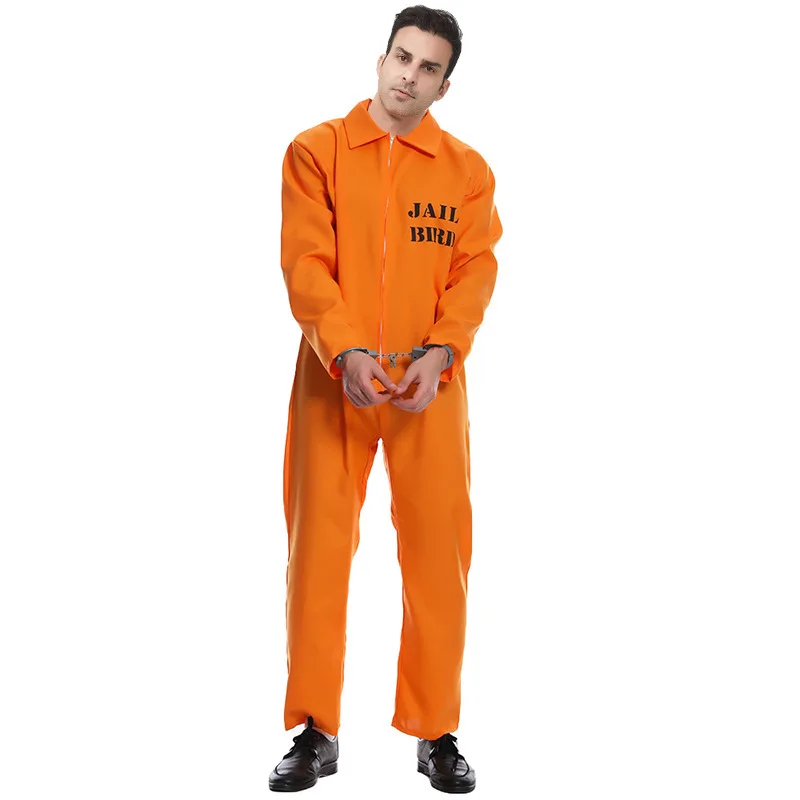 Orange Prison Prisoner Cosplay Prison Jumpsuit Costumes Halloween For Adult Men