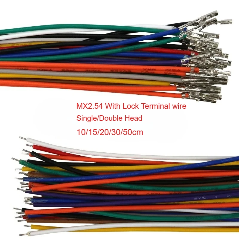 100PCS MX2.54 Single/Double Head du pontConnector with Buckle Belt Terminal Wire Electronic Wire  24AWG 2.54MM 10-50CM