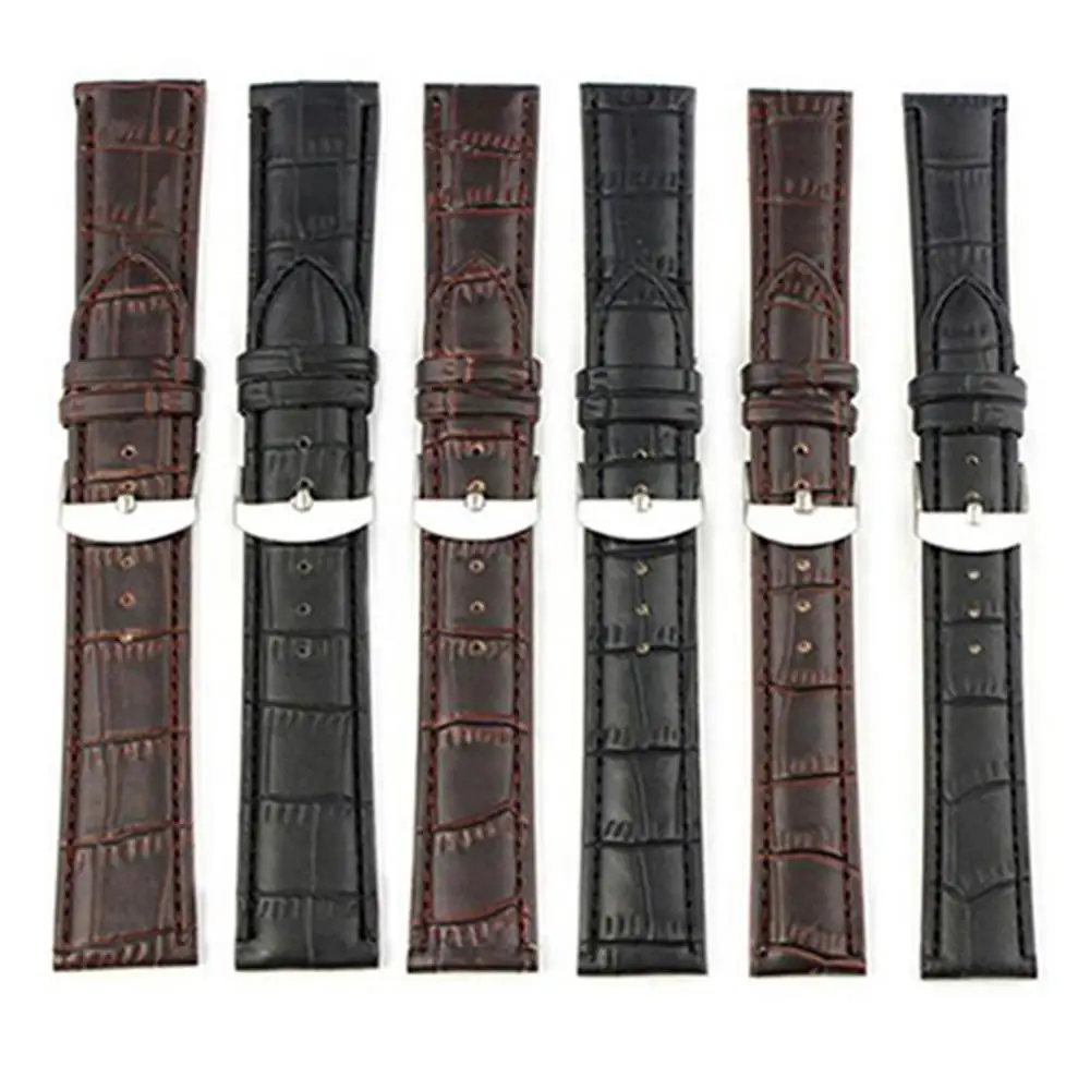 18mm 20mm 22mm Leather Watch Straps Faux Leather Buckle Wrist Watch Band Replacement Strap Watchbands Wrist Belt Bracelet