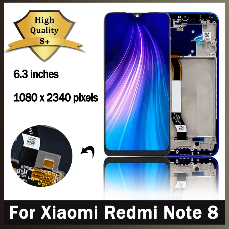 6.3\'\' Tested note 8 LCD for Xiaomi Redmi Note 8 Note8 LCD M1908C3JH JG JI Display Touch Screen Digitizer Assembly Replacement