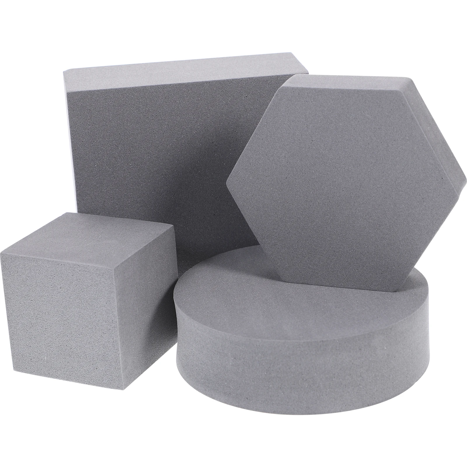 

4 Pcs Cube Props 5x5x5 Cube 10x10x4 Rectangular 10x3 Grey Cylinder 9x2 Grey Hexagon Photo Shooting for Product
