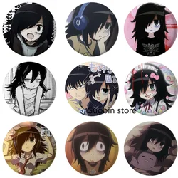 58mm Cute Anime Watamote Tomoko Kuroki Backrooms Button Pin Badge Anime Dakimakura Brooch Bag Accessories Decor Friends Gifts