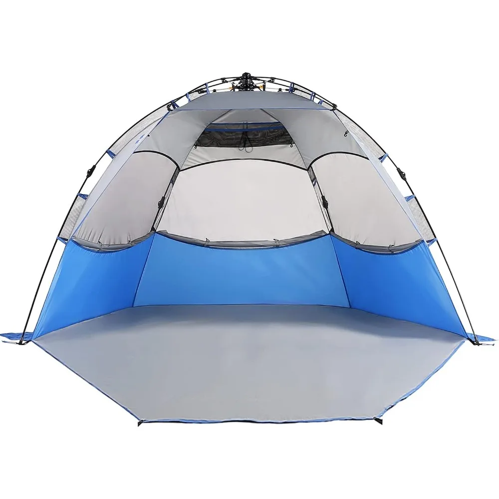 

Beach Tent Sun Shelter Pop Up for 3-4 Person, Portable Beach Shade with UPF 50+ UV Protection,