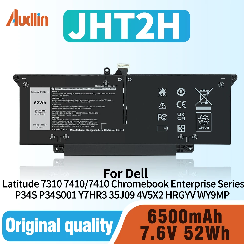 

52Втч JHT2H Аккумулятор для ноутбука Dell Latitude 7310 7410 Latitude 7410 Chromebook Enterprise Series P34S P34S001 Y7HR3 35J09 4V5X2 HRGYV WY9MP XMV7T 009YYF 7CXN6 T3JWC XMT81