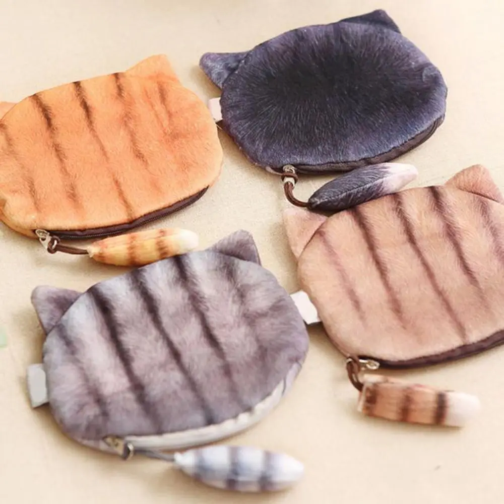 

Новый милый дизайн, женский кошелек с мультяшным котом, нулевой кошелек, большое лицо, маленький хвост, сумка для монет с изображением кошки на молнии, голова кошки, мяу