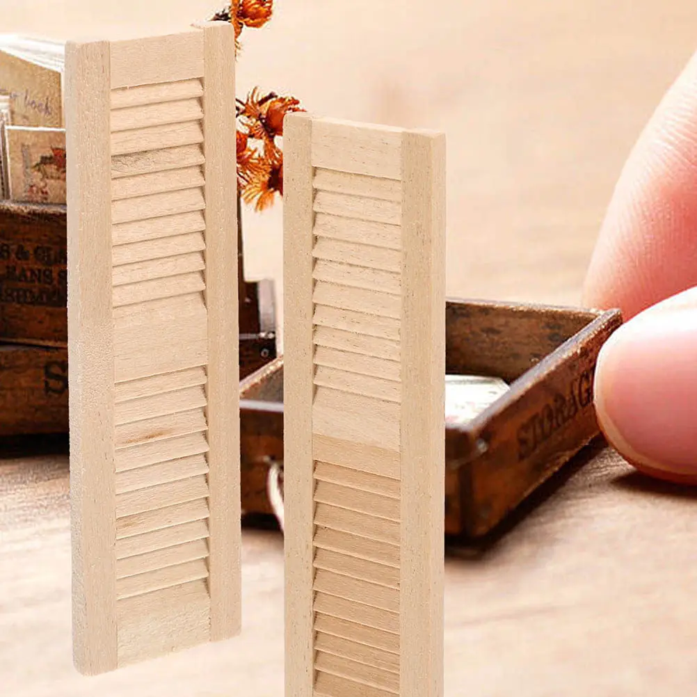 4Pcs Mini Furniture Blinds Wooden Mini House Decoration Miniature Window Coverings for Landscape and Home Adornment